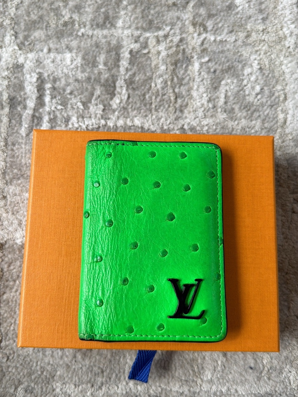 Louis Vuitton Neon Green Embossed Card & Key Holder